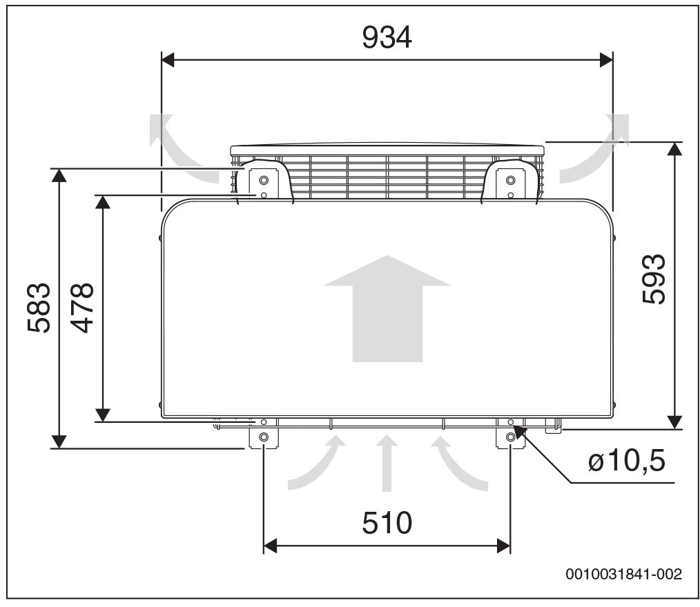 dimenzije toplotne črpalke Bosch Compress 7400i AW - AWE